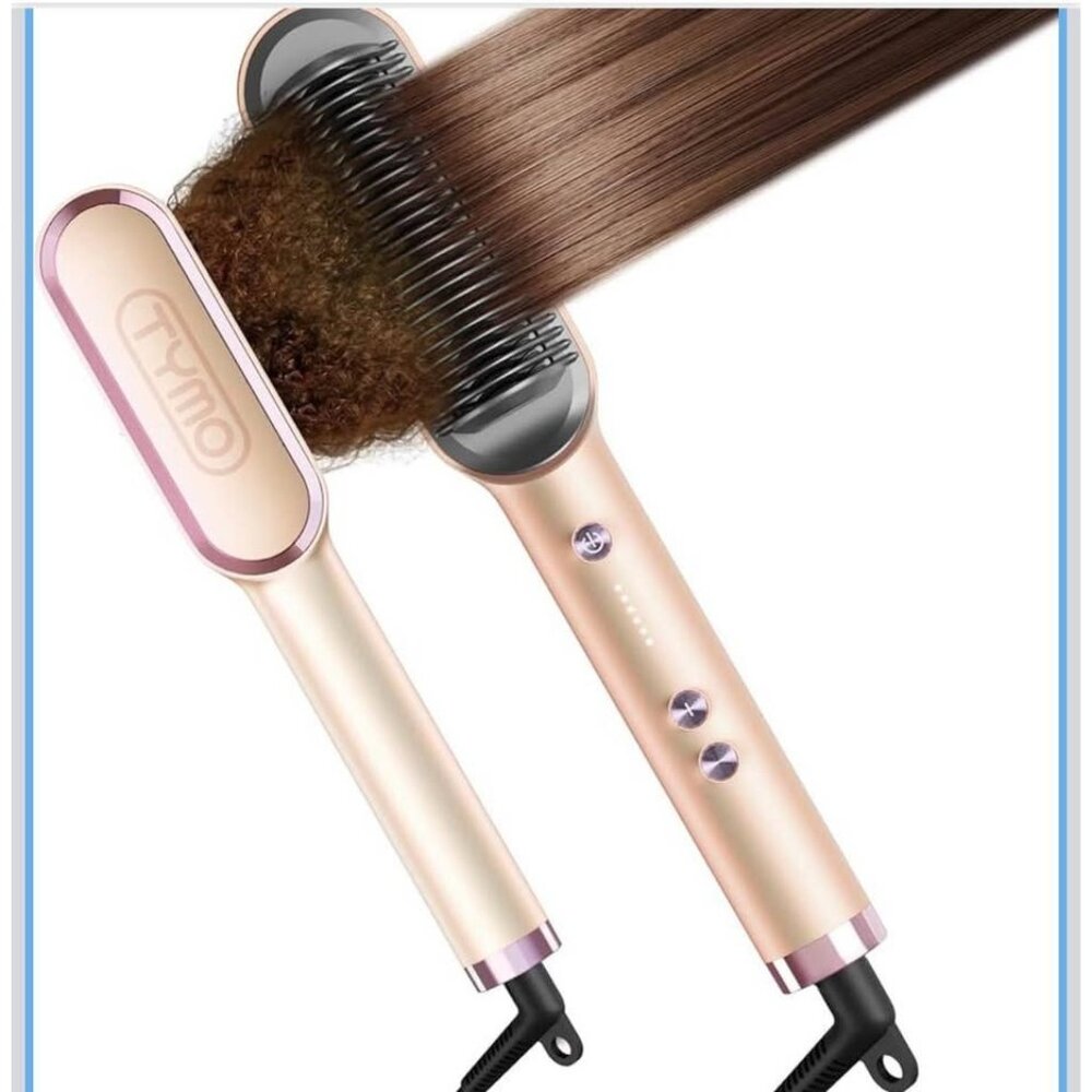 TYMO Hair Straightener Brush, Flat Iron & Comb 2 in 1 for Straightening